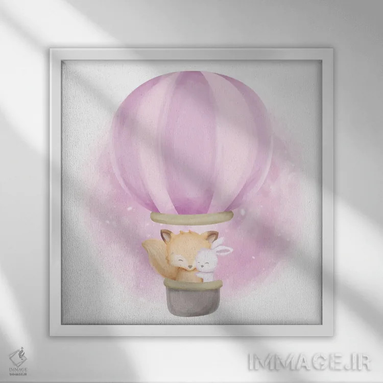 تابلو روباه کوچولو و خرگوش اثر آرت میرانو - نمای قابدار سفید