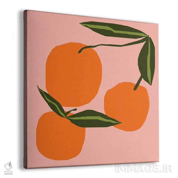 تابلو پرتقالها روی زمینه صورتی اثر آرت میرانو - نمای پرسپکتیو محصول