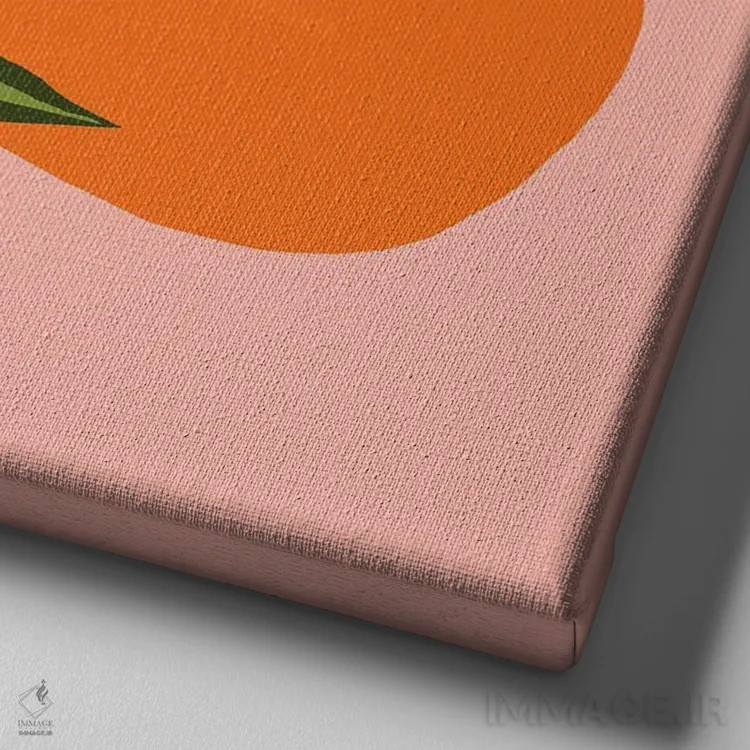 تابلو پرتقالها روی زمینه صورتی اثر آرت میرانو - نمای نزدیک بافت بوم