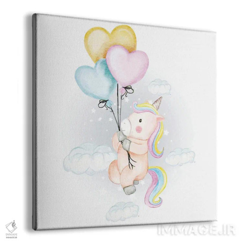 تابلو تکشاخ پرنده با بادکنکهای قلبی اثر آرت میرانو - نمای پرسپکتیو محصول