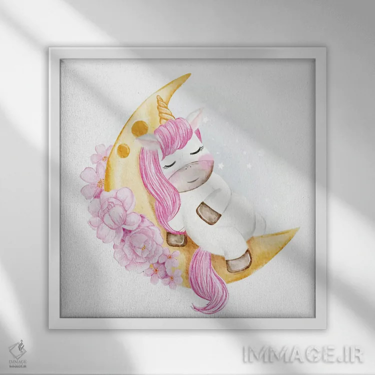 تابلو تکشاخ بچه خوابیده اثر آرت میرانو - نمای قابدار سفید