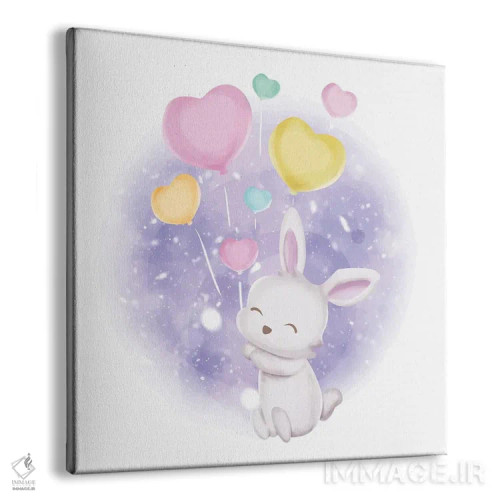 تابلو بچه خرگوش با بادکنکهای دوستداشتنی اثر آرت میرانو - نمای پرسپکتیو محصول