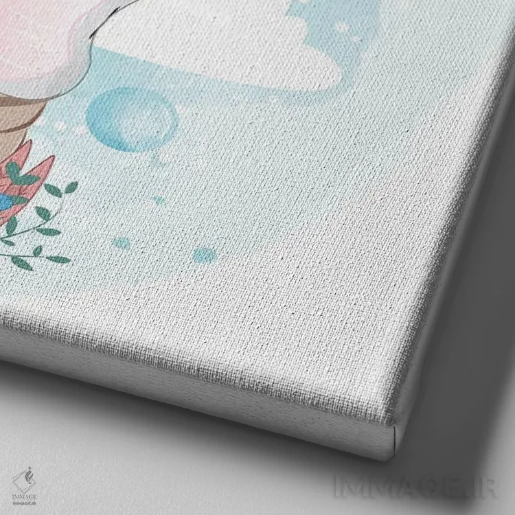 تابلو فیل کوچک در حال پرواز اثر آرت میرانو - نمای نزدیک بافت بوم