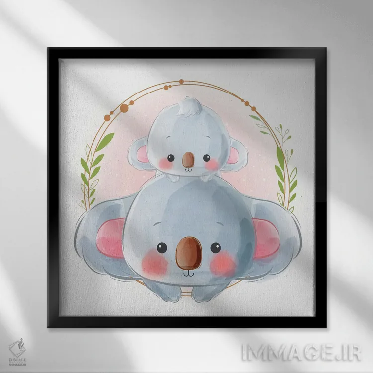 تابلو مادر و بچه کوالا اثر آرت میرانو - نمای قابدار مشکی