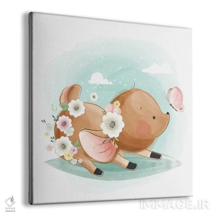 تابلو آهو در حال بوسیدن پروانه اثر آرت میرانو - نمای پرسپکتیو محصول