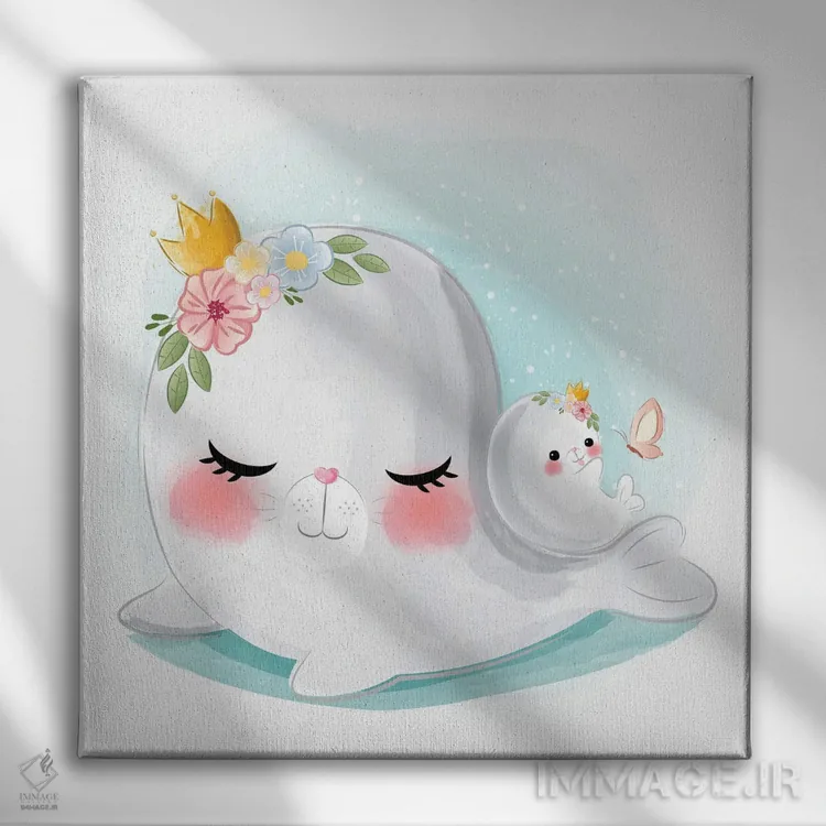 تابلو مادر و بچه فوک اثر آرت میرانو - نمای روبهرو روی دیوار