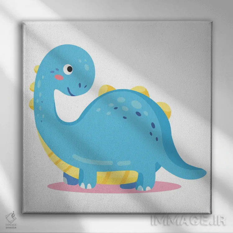 تابلو دایناسور آبی برای اتاق کودک اثر آرت میرانو - نمای روبهرو روی دیوار