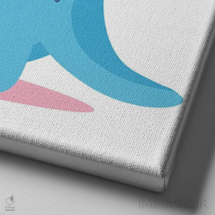 تابلو دایناسور آبی برای اتاق کودک اثر آرت میرانو - نمای نزدیک بافت بوم