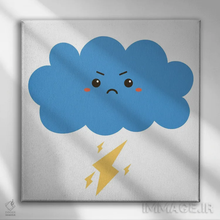 تابلو ابر با صاعقه برای اتاق کودک اثر آرت میرانو - نمای روبهرو روی دیوار