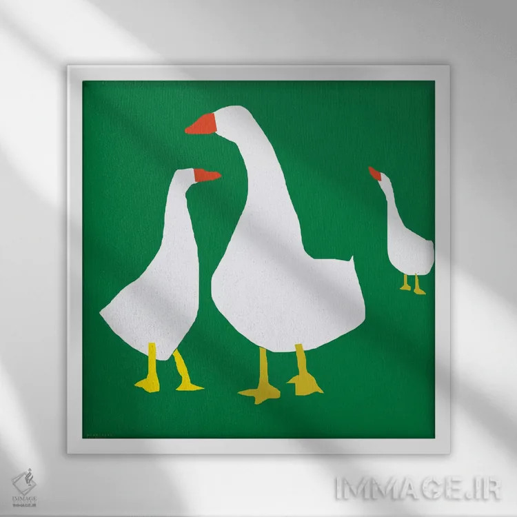 تابلو غازها روی زمینه سبز اثر آرت میرانو - نمای قابدار سفید