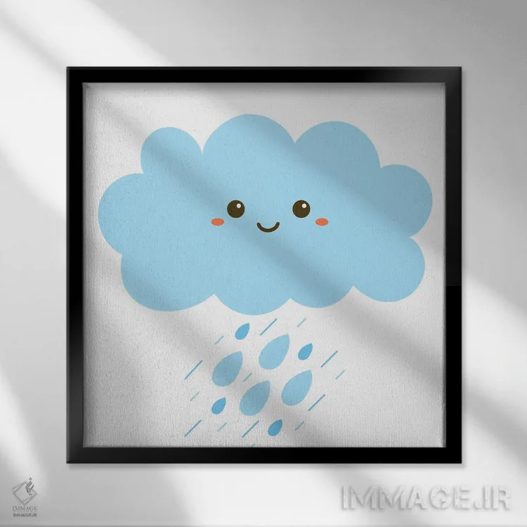 تابلو باران برای اتاق کودک II اثر آرت میرانو - نمای قابدار مشکی