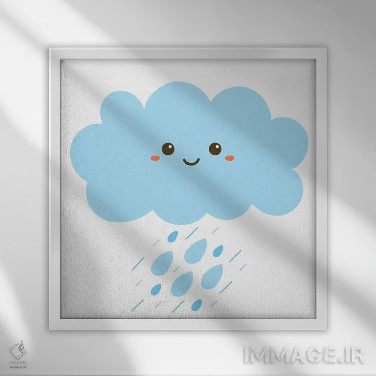 تابلو باران برای اتاق کودک II اثر آرت میرانو - نمای قابدار سفید