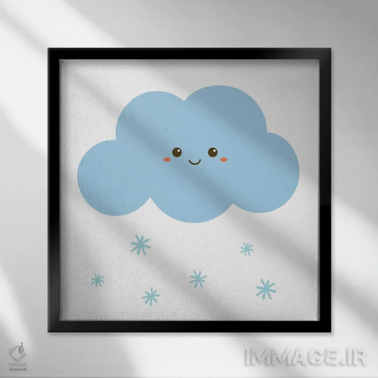 تابلو بارش برف برای اتاق کودک اثر آرت میرانو - نمای قابدار مشکی
