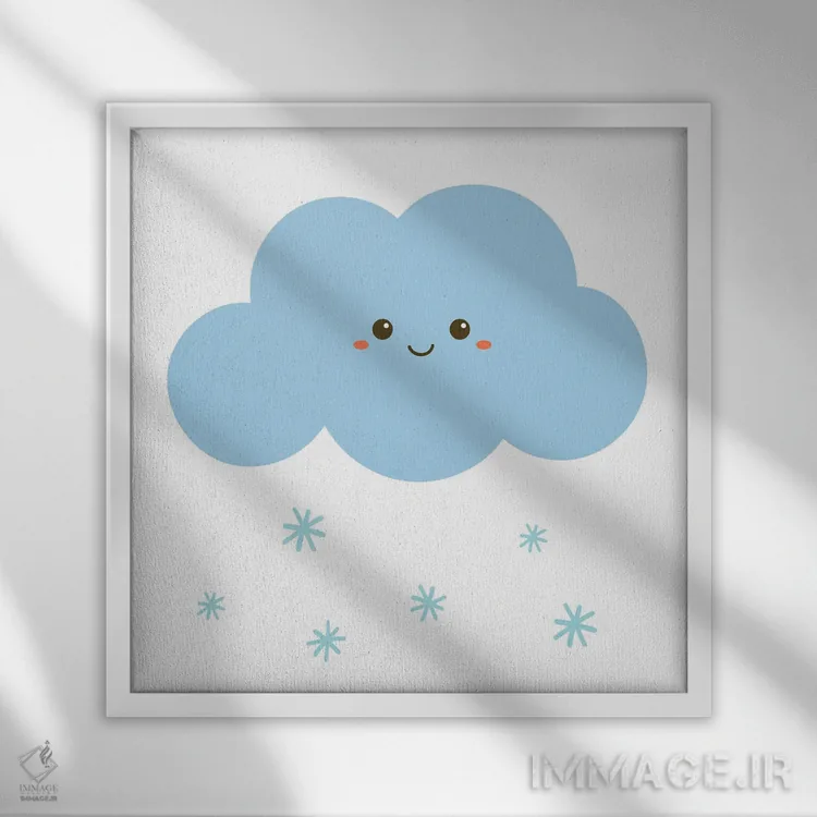 تابلو بارش برف برای اتاق کودک اثر آرت میرانو - نمای قابدار سفید