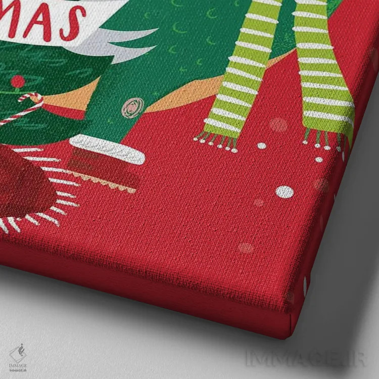 تابلو کریسمس مبارک اثر آرولین ویدرهولد - نمای نزدیک بافت بوم