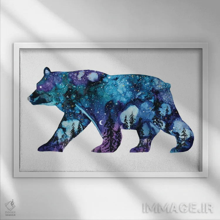 تابلو حیوانات آسمانی ۲ اثر آرولین ویدرهولد - نمای قابدار سفید