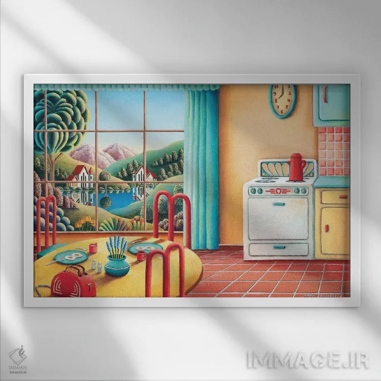 تابلو ساعت هشت اثر اندی راسل - نمای قابدار سفید