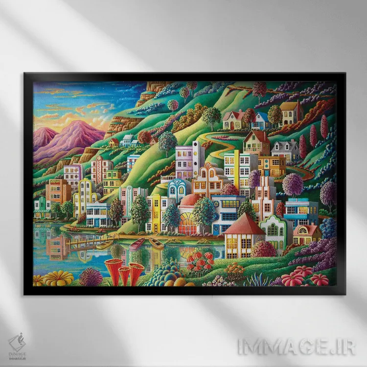 تابلو بندرگاه پنهان اثر اندی راسل - نمای قابدار مشکی