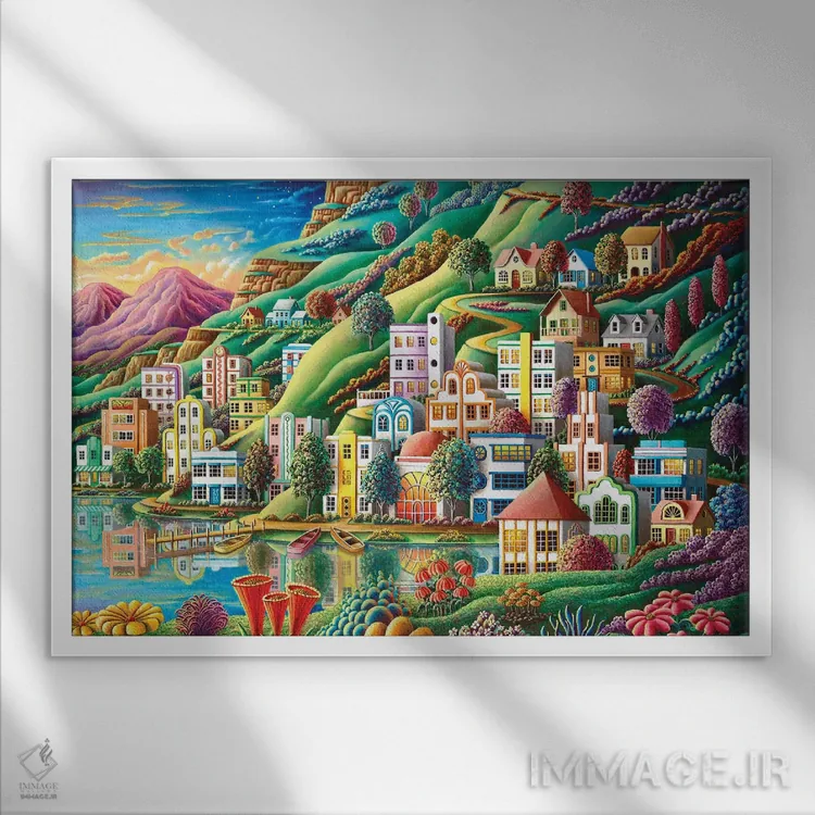 تابلو بندرگاه پنهان اثر اندی راسل - نمای قابدار سفید