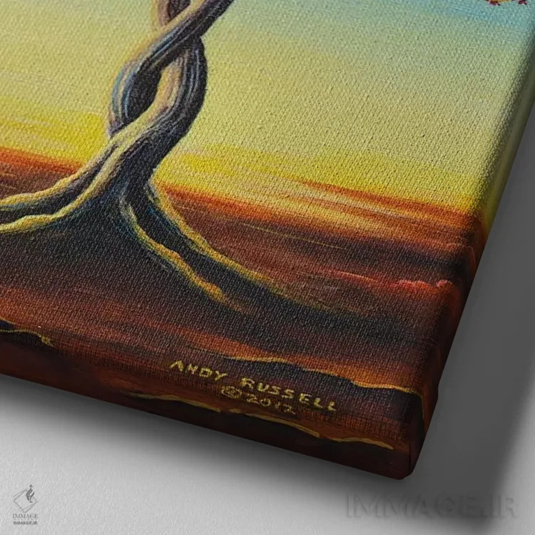 تابلو پاییز اثر اندی راسل - نمای نزدیک بافت بوم