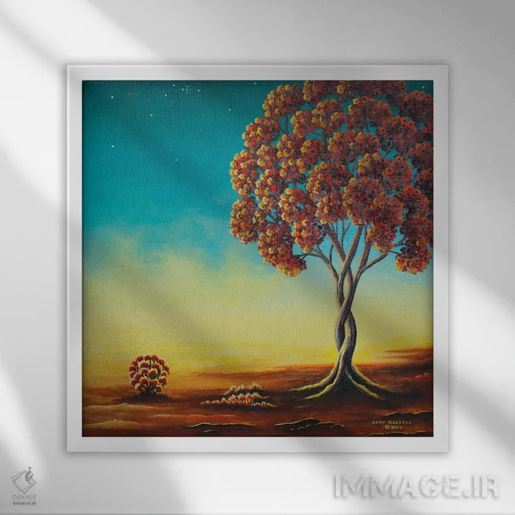 تابلو پاییز اثر اندی راسل - نمای قابدار سفید