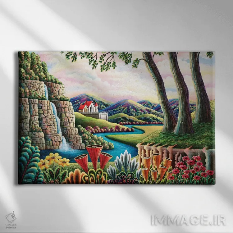 تابلو رودخانهٔ رویاها ۳ اثر اندی راسل - نمای روبهرو روی دیوار