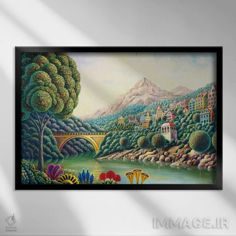 تابلو نهر نقاشان ۲ اثر اندی راسل - نمای قابدار مشکی