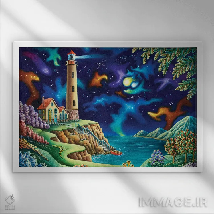 تابلو چراغهای شبانه اثر اندی راسل - نمای قابدار سفید