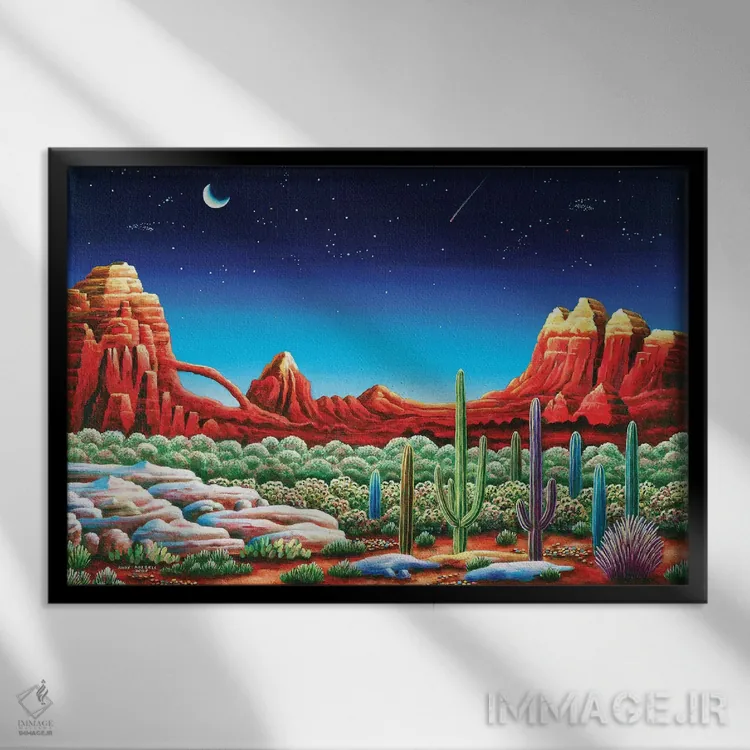 تابلو صخرههای سرخ ۵ اثر اندی راسل - نمای قابدار مشکی