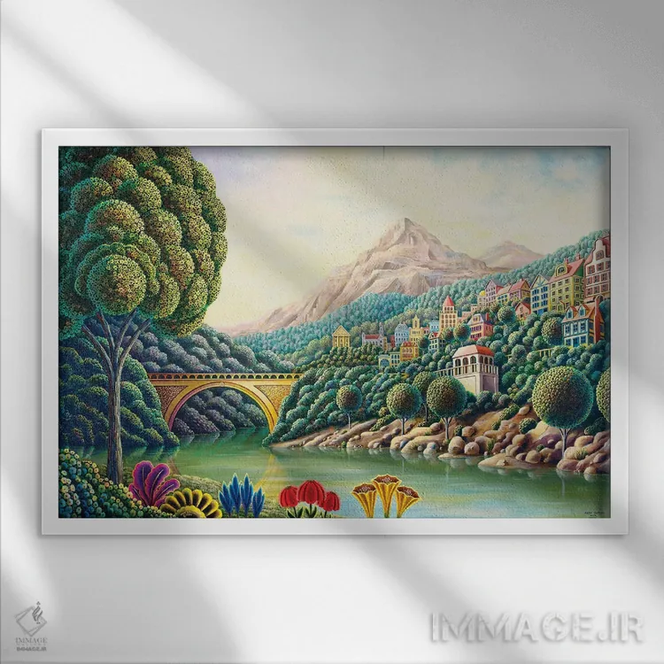 تابلو نهر نقاشان ۲ اثر اندی راسل - نمای قابدار سفید