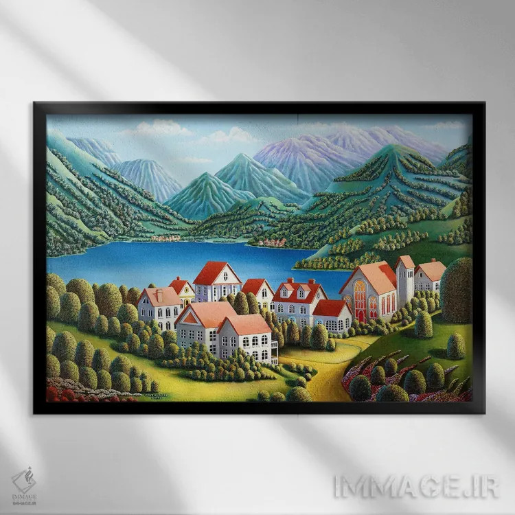 تابلو کوههای روحانی اثر اندی راسل - نمای قابدار مشکی