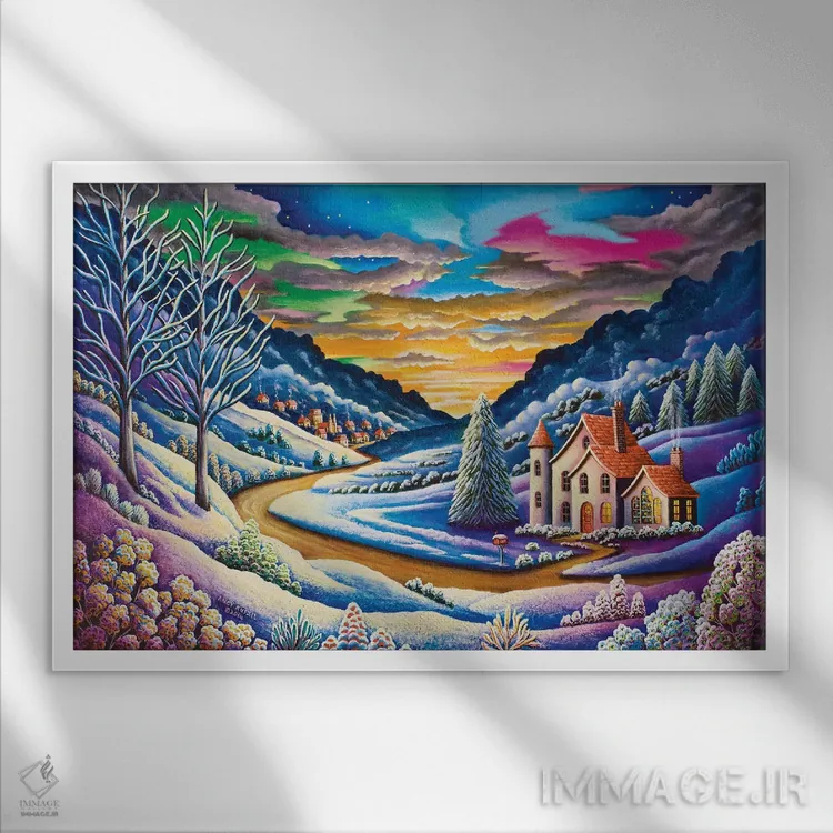 تابلو برف اثر اندی راسل - نمای قابدار سفید