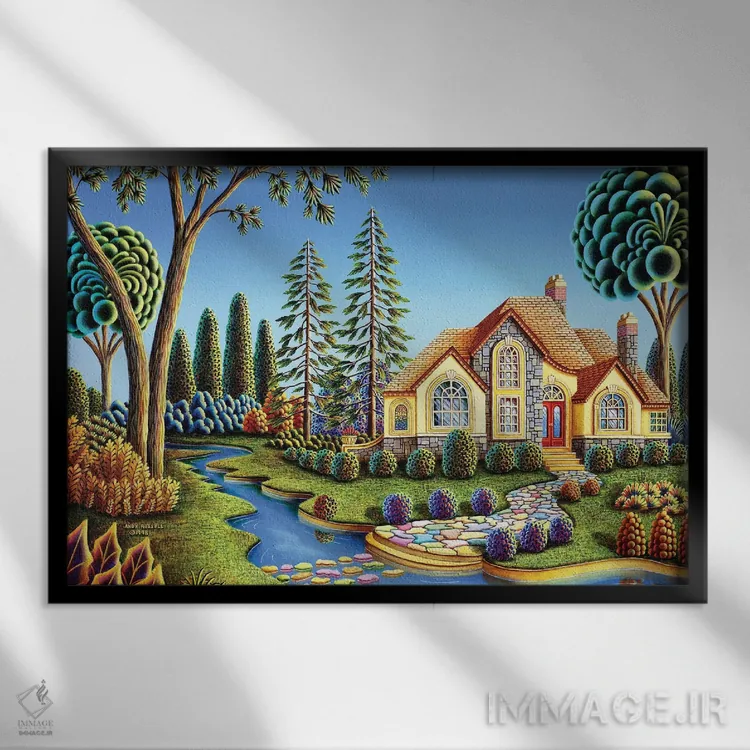 تابلو جویبار سنگی اثر اندی راسل - نمای قابدار مشکی