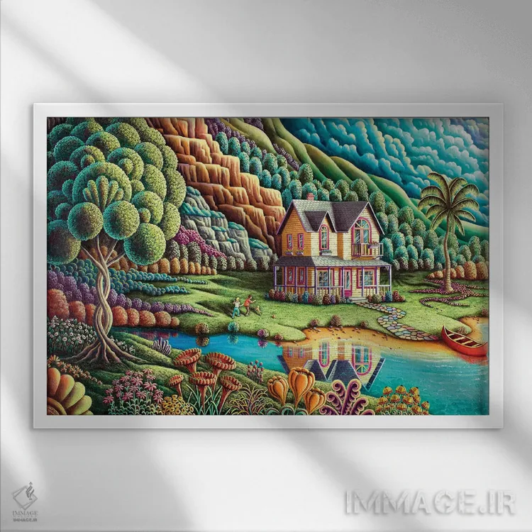 تابلو تابستان اثر اندی راسل - نمای قابدار سفید