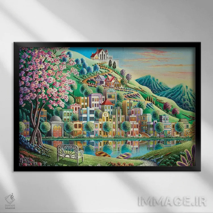 تابلو پارک شکوفه اثر اندی راسل - نمای قابدار مشکی