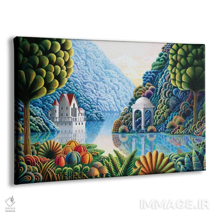 تابلو دریاچهٔ سبز-آبی اثر اندی راسل - نمای پرسپکتیو محصول