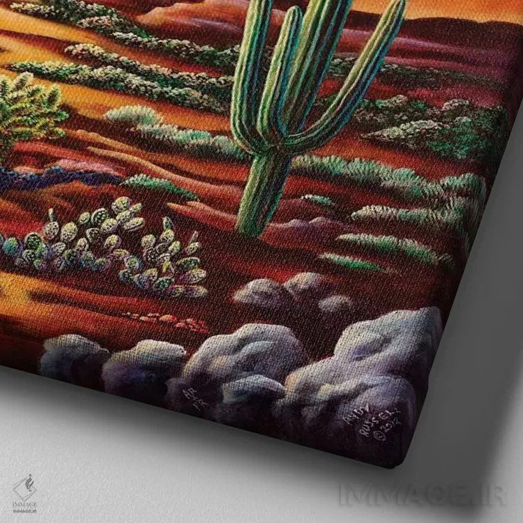 تابلو کوههای خرافه (نام بومی، آریزونا) اثر اندی راسل - نمای نزدیک بافت بوم
