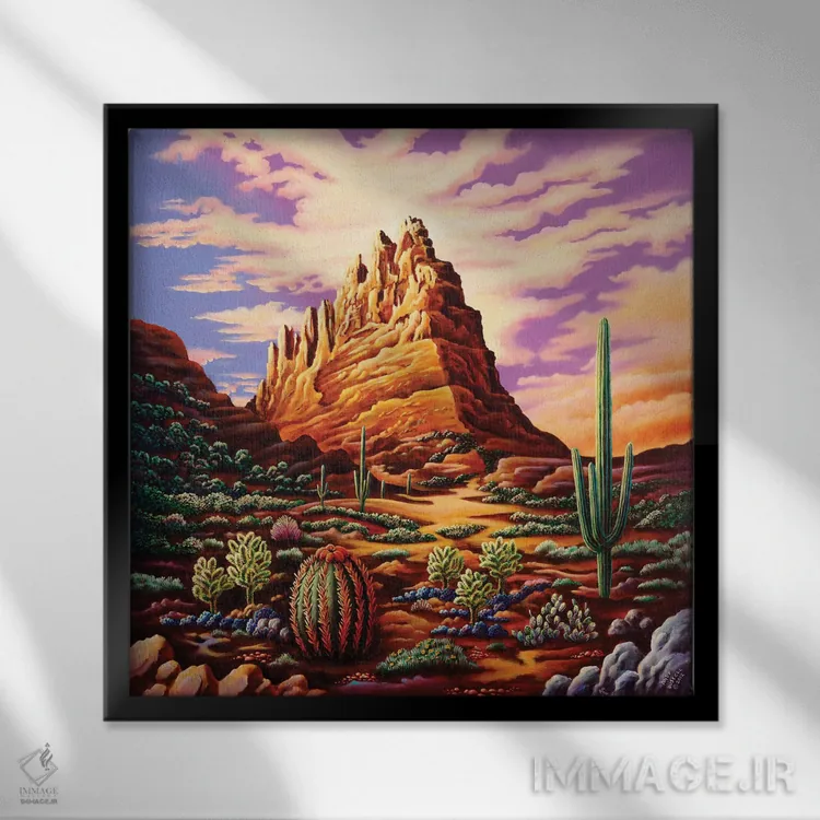 تابلو کوههای خرافه (نام بومی، آریزونا) اثر اندی راسل - نمای قابدار مشکی