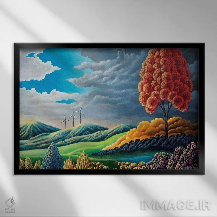 تابلو سه قدرتی اثر اندی راسل - نمای قابدار مشکی