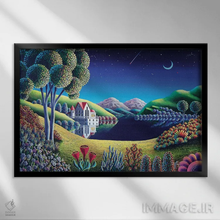 تابلو ماه آبی ۶ اثر اندی راسل - نمای قابدار مشکی