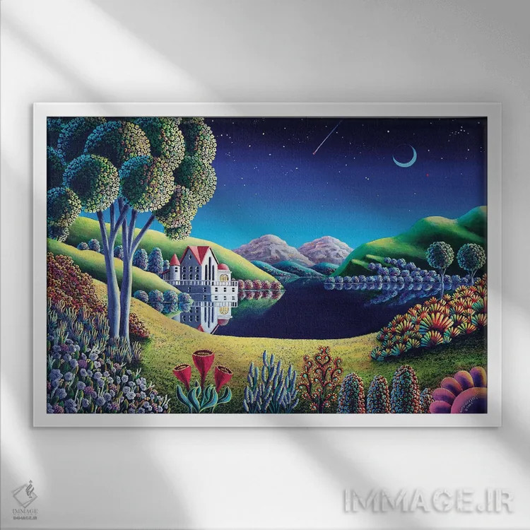 تابلو ماه آبی ۶ اثر اندی راسل - نمای قابدار سفید