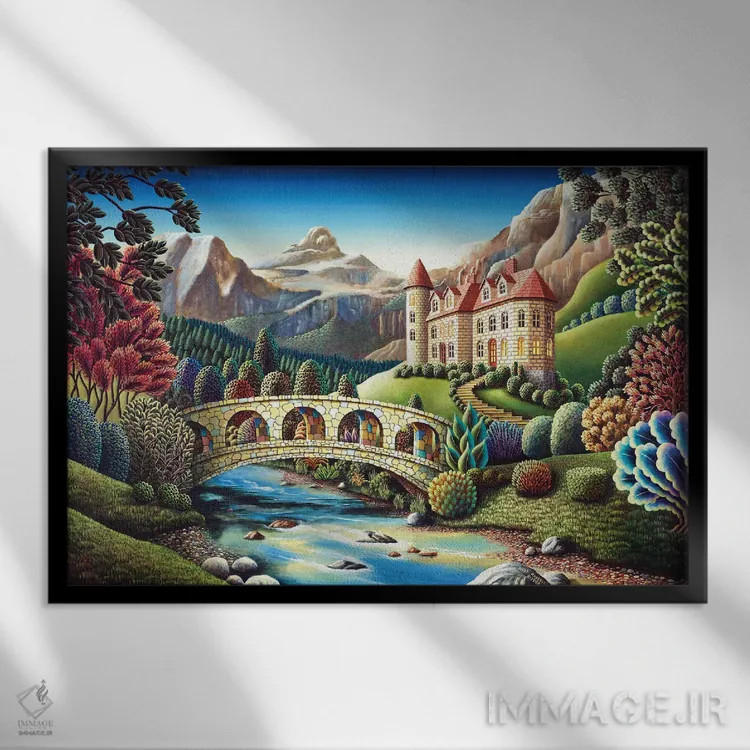 تابلو نهر قلعه اثر اندی راسل - نمای قابدار مشکی