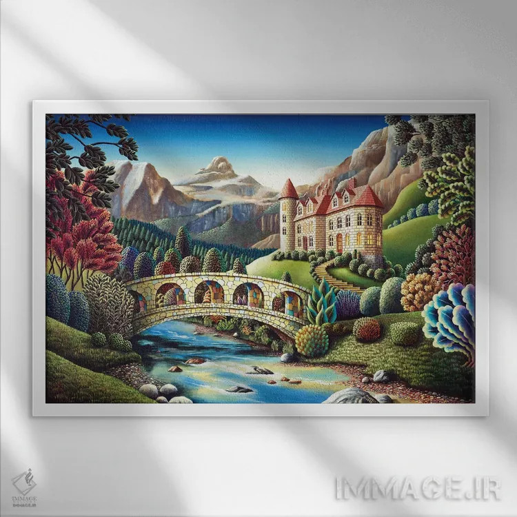 تابلو نهر قلعه اثر اندی راسل - نمای قابدار سفید