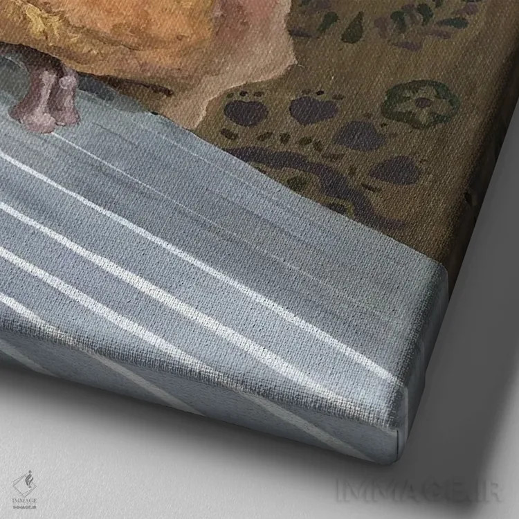 تابلو تارسیو در حمام (تارسیو نوعی میمون کوچک) اثر آرتور ریو - نمای نزدیک بافت بوم