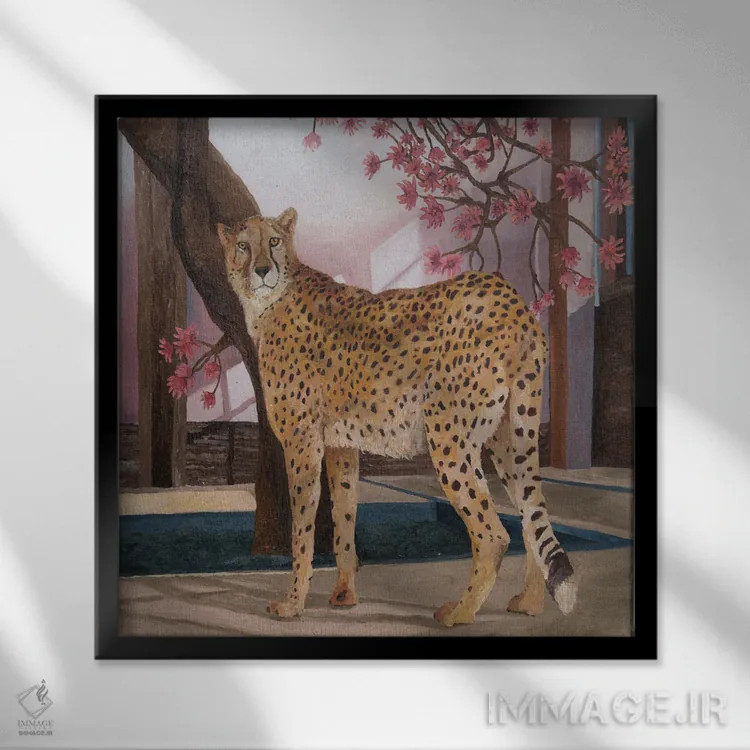 تابلو یوزپلنگ در حال استراحت اثر آرتور ریو - نمای قابدار مشکی