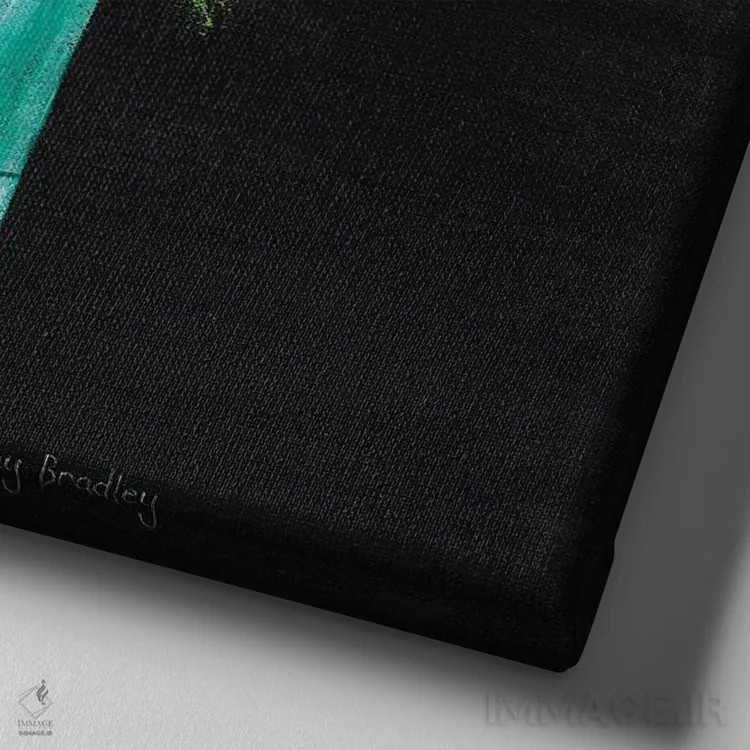 تابلو هورتانسیاهای قرمز در شیشهٔ میسون اثر اشلی بردلی - نمای نزدیک بافت بوم