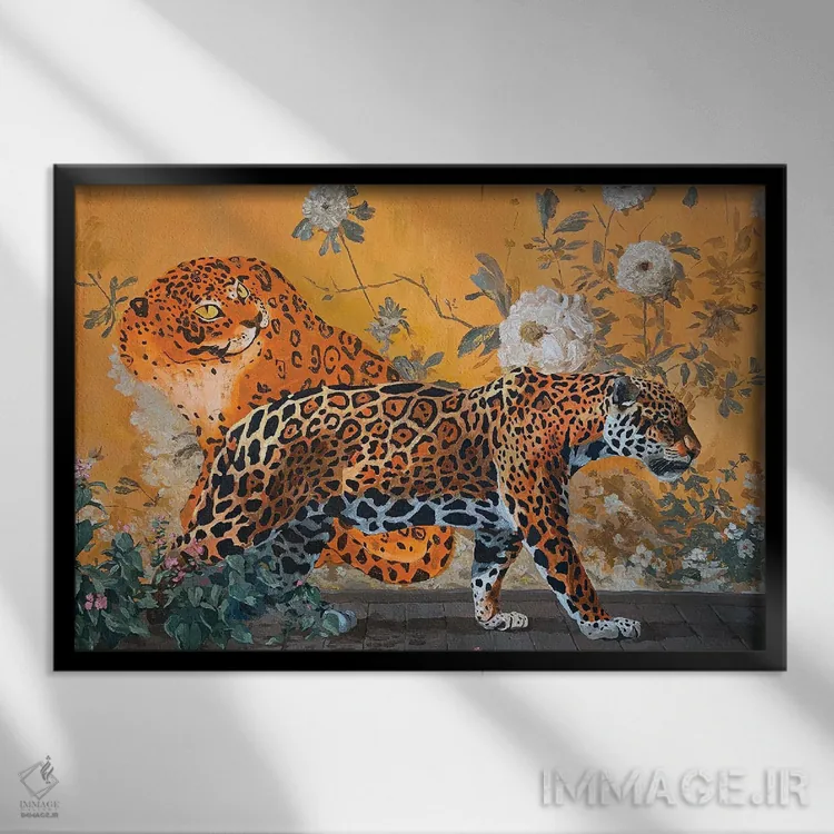 تابلو جاگوارها (حیوان) اثر آرتور ریو - نمای قابدار مشکی