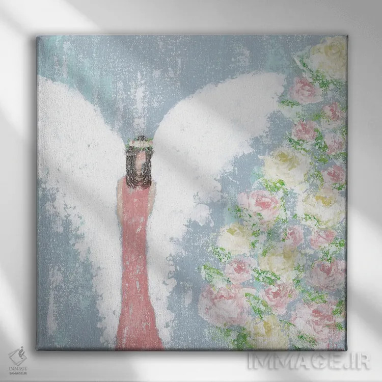 تابلو فرشتهٔ گلی بهاری اثر اشلی بردلی - نمای روبهرو روی دیوار