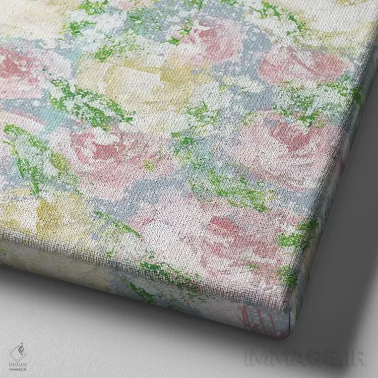 تابلو فرشتهٔ گلی بهاری اثر اشلی بردلی - نمای نزدیک بافت بوم