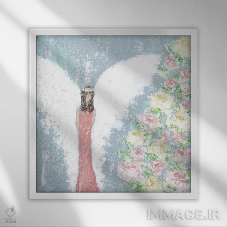 تابلو فرشتهٔ گلی بهاری اثر اشلی بردلی - نمای قابدار سفید